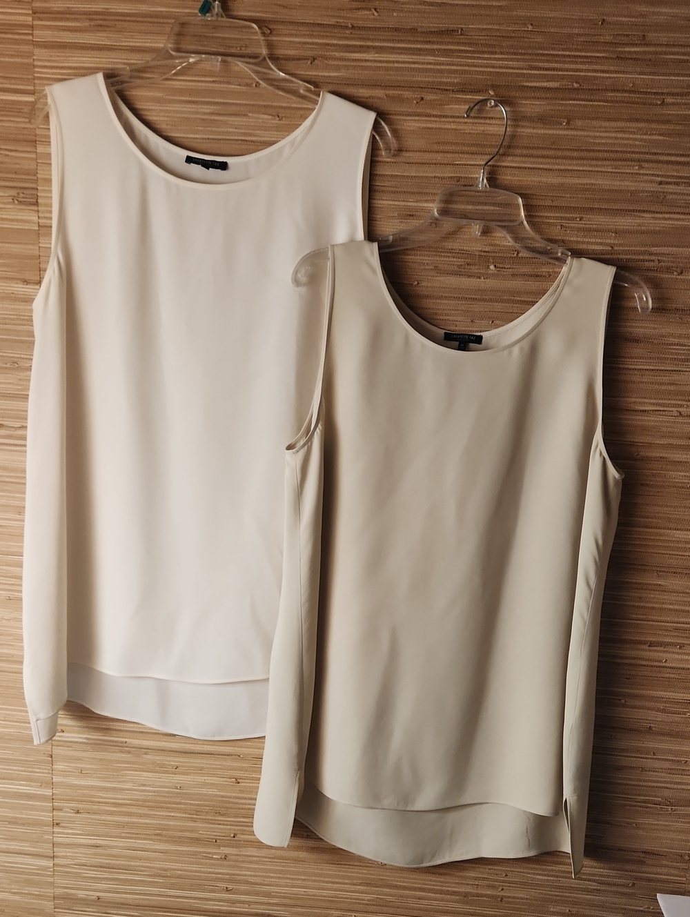 Lafayette 148 New York 100% Silk Sleeveless Cream Layered Shell Top Size XL (2)